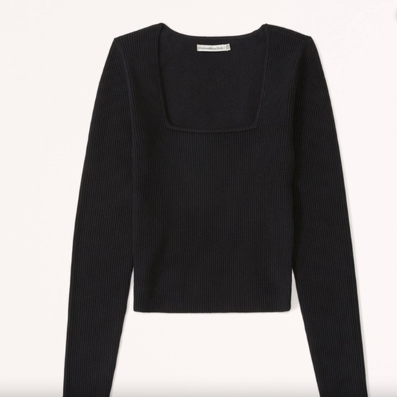 Abercrombie & Fitch Squareneck Ribbed Long Sleeved Top Size Medium - Picture 1 of 5